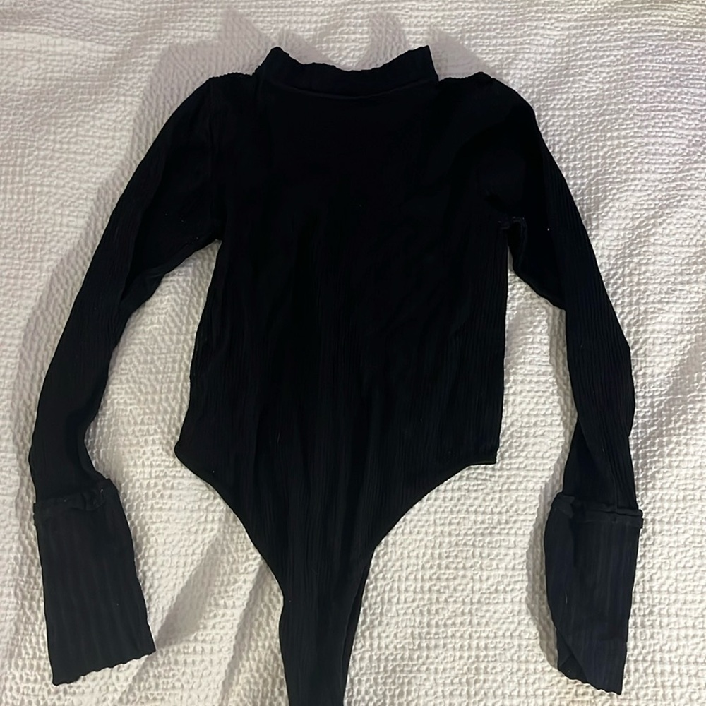 Black long sleeve mock neck body suit